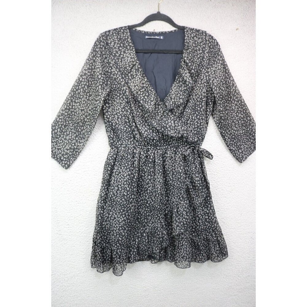 Abercombie & Fitch Faux Wrap Chiffon Dress-Size Medium-Ruffles